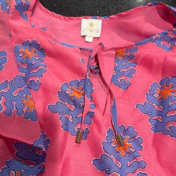 NWT J. Marie Womens Piper Flutter Sleeve Floral Top Size Small Pink Purple - Picture 4 of 6